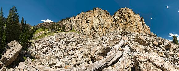 A massive rock buttress, several hundred feet tall on the South boundry of the Jackson Hole Ski resort. (Rock climbing video shoot directed by Michael Ballard and assisted by Taylor Ray. Scott Hurst b