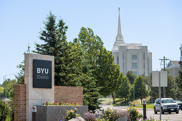 BYU Idaho Sign by Rexburg Temple