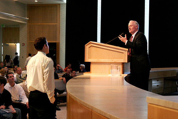 President Clark speaking in University Forum.
