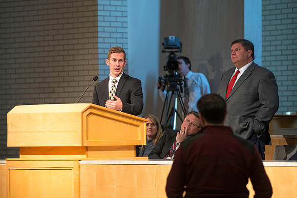 Parents meet with President and Sister Gilbert along with others members of the Executive Office during a Q&A.