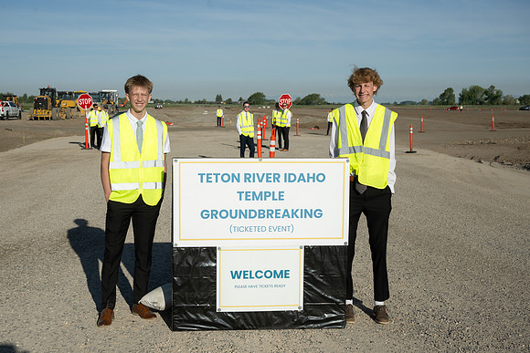 Teton River Temple Groundbreaking ceremony on a beautiful clear morning in North Rexburg, Idaho.