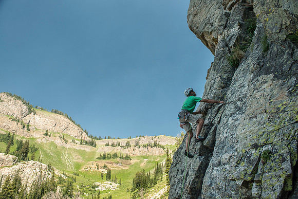 A massive rock buttress, several hundred feet tall on the South boundry of the Jackson Hole Ski resort. (Rock climbing video shoot directed by Michael Ballard and assisted by Taylor Ray. Scott Hurst b
