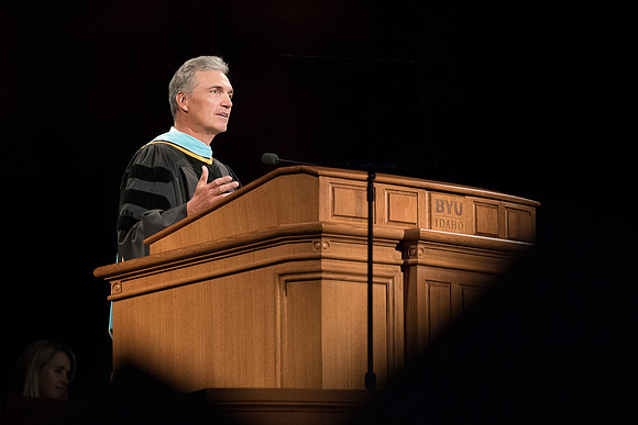 Students of Brigham Young University-Idaho at graduation of the Spring 2016 semester. Photo by Ryan Chase.