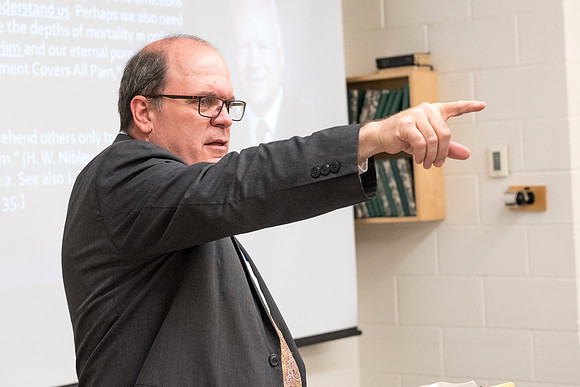 Jeff Chapman, one on the Religion instructors, teaches the Foundations of the Restoration course on campus.