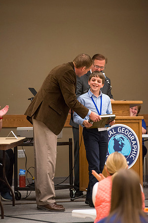 Nicholas Monahan is awarded first place at the Idaho State Geography Bee and also receives a trip to Washington D.C. to compete in the National Geography Bee.