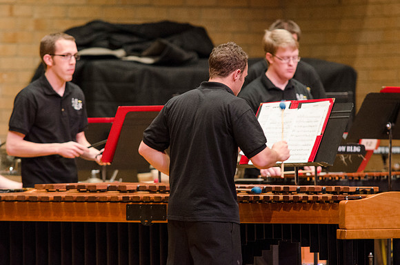 Students playing percussions at the RixStix concert, Spring 2013