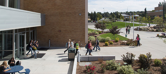 Students walking between classes on the first day of school