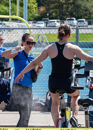 Students swim, bike, and run at the Hart Pool, and at the stadium Field.
