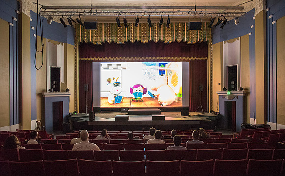 University Relations employees take a break from the norm to help foster creative thinking by watching some Short Films at the Romance Theater.
