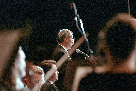 Faculty member, Rick Davis, singing a piece from Imanuel during the performance