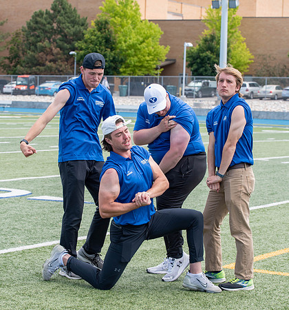 Students participate in a Speed and Agility Camp at the BYU-Idaho stadium.