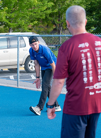 Faculty and community members of BYUI at Speed and Agility triathlete trannings at the stadium.