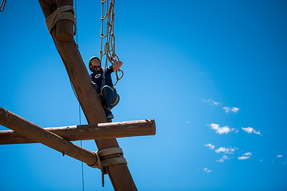 Online Instructors come to BYU-Idaho campus for further learning to enhance teaching skills. Instructors take their turn at the Ropes Course.