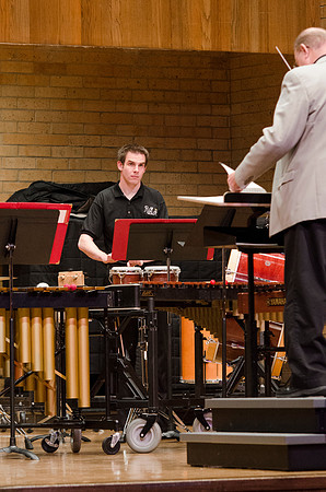Student playing percussions at the RixStix concert, Spring 2013