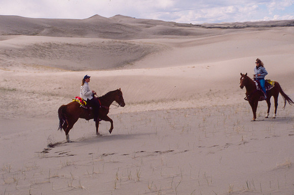 Biology students take a Field Trip to the Sand Dunes to go horseback riding with Mel Griffeth.