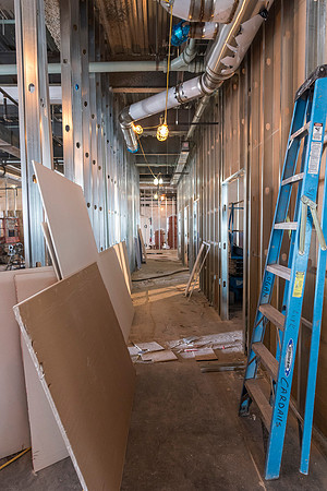 Faculty Members tour the new science building while it is still under construction.