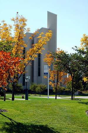 The John Taylor Building with a little fall color.