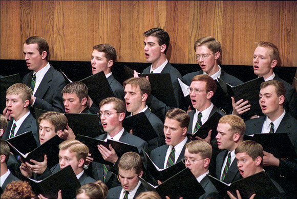 1999 Sacred Music Performance in the Snow Barrus Concert Hall. Commissioned composition by Merrill Jenson. Featuring Ricks College Symphony Orchestra, Collegiate Singers, and Concert Chorale with LDS