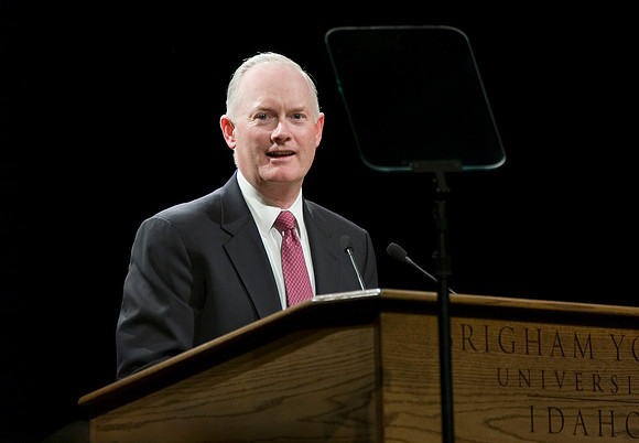 President Kim B. Clark speaks at devotional.