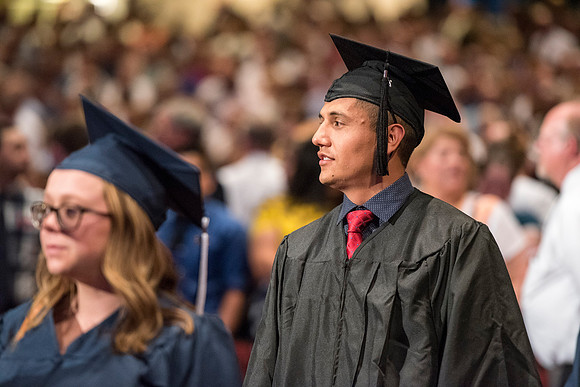 Graduates of Brigham Young University-Idaho entering Convocation ceremony of the Spring 2016 semester. Photo by Ryan Chase.