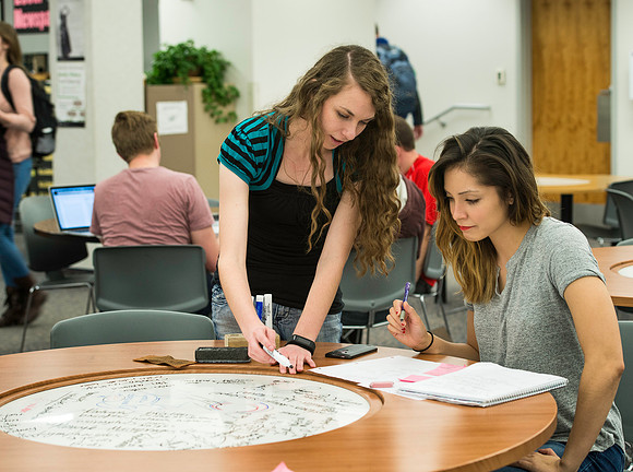 Students have the opportunity to recieve one on one help in the Tutoring Center. Tutor Mary Davenport helps Nataue Awai with Anatomy and Physiology.