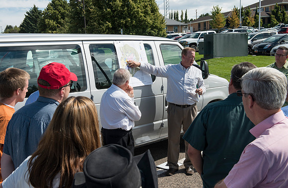 Geology Instructor, Dan Moore takes a group of faculty up to Island Park and Mesa Falls, teaching about the Henrys Fork Caldera and answering Geology questions about the area.
