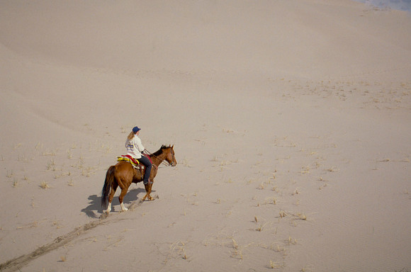 Biology students take a Field Trip to the Sand Dunes to go horseback riding with Mel Griffeth.