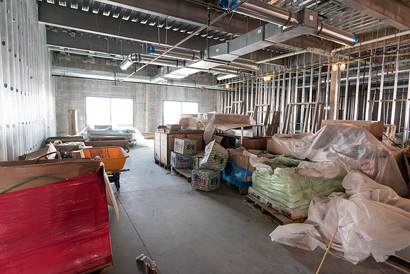 Faculty Members tour the new science building while it is still under construction.