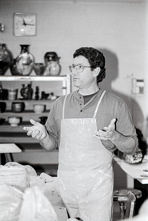 Rich Briggs demonstrates to the students in class.
