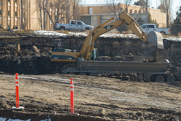 Construction on the Auditorium, later named the BYU-Idaho Center.