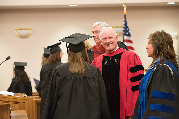 Convocation for the College of Education and Human Development was held in the Stake Center next to the Temple. Elder Kim B. Clark, Commissioner of Church Education gave some remarks and congratulated