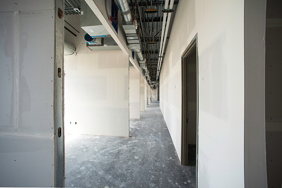 Construction continues on the new Science Technology Building. Offices on the South side of the building will have a Temple view.