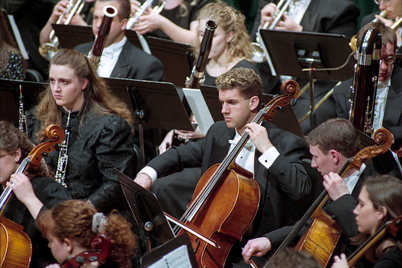 1999 Sacred Music Performance in the Snow Barrus Concert Hall. Commissioned composition by Merrill Jenson. Featuring Ricks College Symphony Orchestra, Collegiate Singers, and Concert Chorale with LDS