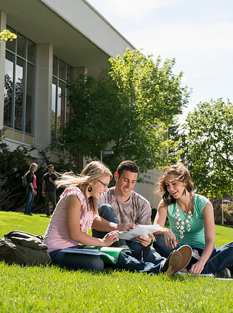 Admissions Cover photo shoot in front of the John Hart Building.