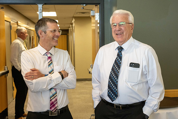 A reception for President Henry J Eyring and his wife Kelly to express their gratitude to employees of BYU-Idaho.