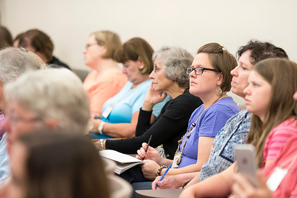 Many people gather to hear speakers and learn during Education Week at BYU-I. 2016