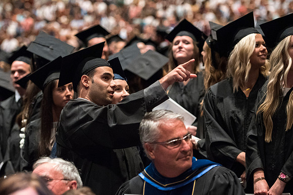 Students of Brigham Young University-Idaho at graduation of the Spring 2016 semester. Photo by Ryan Chase.