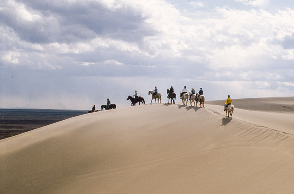 Biology students take a Field Trip to the Sand Dunes to go horseback riding with Mel Griffeth.