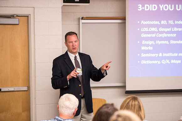 Many people gather to hear speakers and learn during Education Week at BYU-I. 2016