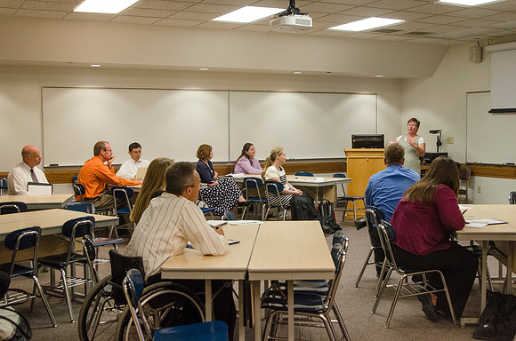 Faculty &amp; Staff attending classes held at faculty meeting Fall 2013
