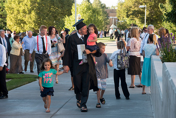 Students of Brigham Young University-Idaho at graduation of the Spring 2016 semester. Photo by Ryan Chase.