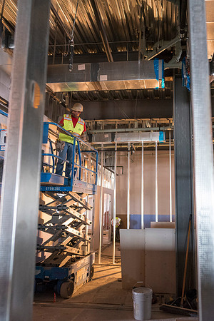 Faculty Members tour the new science building while it is still under construction.
