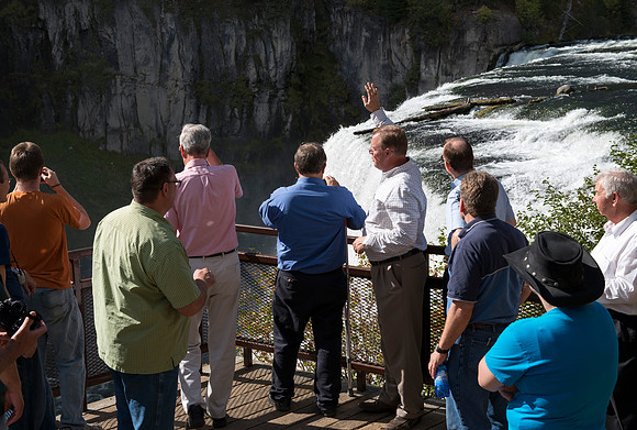 Geology Instructor, Dan Moore takes a group of faculty up to Island Park and Mesa Falls, teaching about the Henrys Fork Caldera and answering Geology questions about the area.