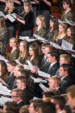 Performers of Brigham Young University - Idaho perform Robert Cundick's 'The Redeemer' at the tabernacle in Temple Square. Photo by Ryan Chase.