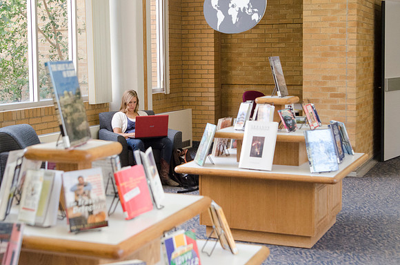 Student studying in the library