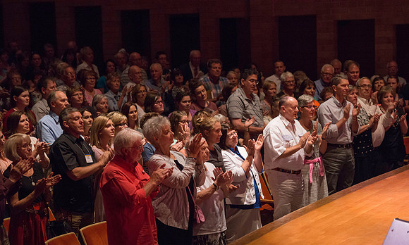 Marvin Goldstein and Vanessa Joy perform in the Barrus Concert Hall during education week at BYU-Idaho.