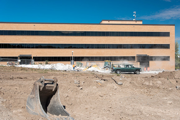 Construction continues on the new parking lots that are where the old dorms once were.