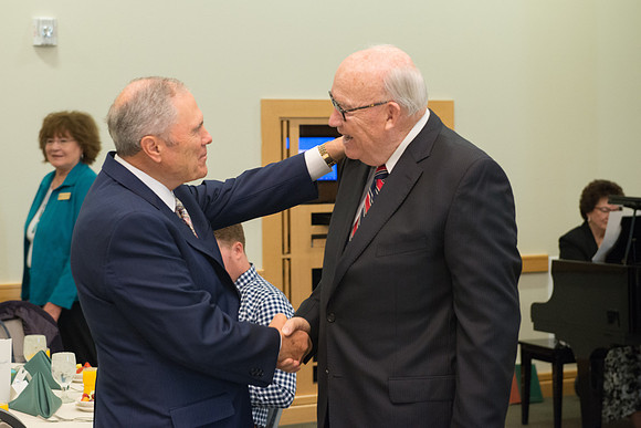 Emeritus Breakfast, Nov 2018, BYU-Idaho Alumni Award of excellence was awarded to Jon Beesley.