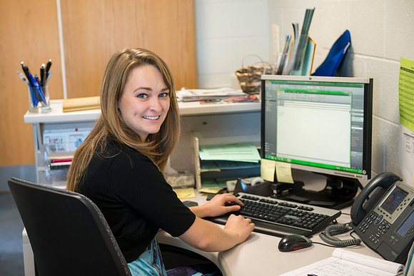 Student receptionist/secretary for University Relations, third floor of Biddulph Hall, Natalie Morris