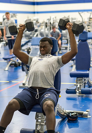 The Fitness Center is located in the old field house portion of the Hart Buiding.